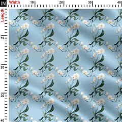 white orchid flower Print Fabric