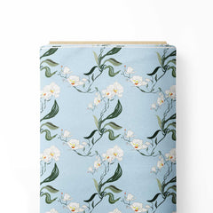 white orchid flower Print Fabric