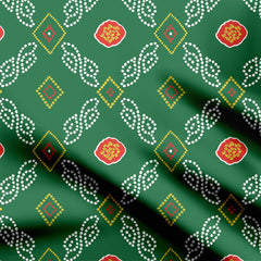 Royal Green Bandhani Print Fabric