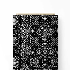 Black & White Bandhani Print Fabric