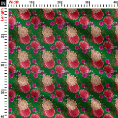 Big pink green floral design Print Fabric