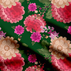 Big pink deep green design Print Fabric