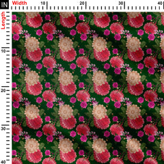 Big pink deep green design Print Fabric