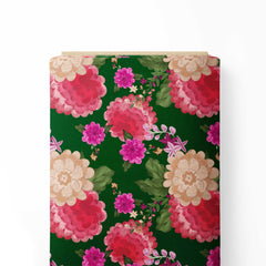 Big pink deep green design Print Fabric