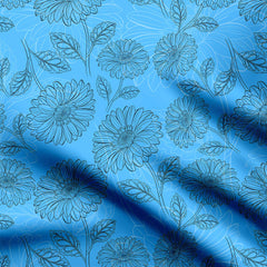 Blue Flora Print Fabric