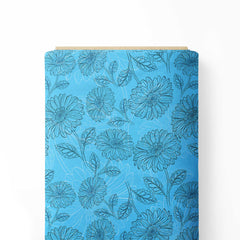 Blue Flora Print Fabric