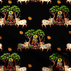 Rayon 1 Meter Krishna's Dark Radiance Print Fabric