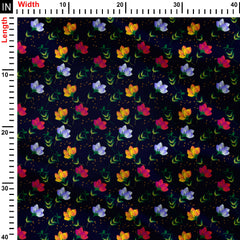 pretty peonies on blue Print Fabric