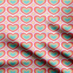 Rainbow hearts Print Fabric