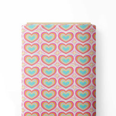 Rainbow hearts Print Fabric