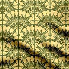 Abstract floral yellow and green pattern Print Fabric