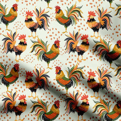 Rustic pattern with roosters Print Fabric