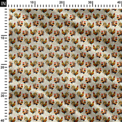 Rustic pattern with roosters Print Fabric