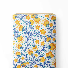 Yellow tiny flowers Print Fabric