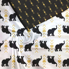 Elephant silhouette and golden hearts Unstitched Suit Set