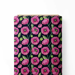 Poppy flowers set Print Fabric