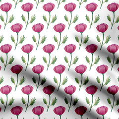 Simple poppy flowers Print Fabric