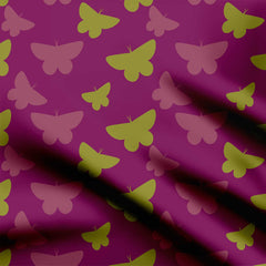 butterfly garden purple Print Fabric