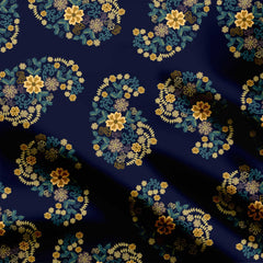 navy paisley Print Fabric