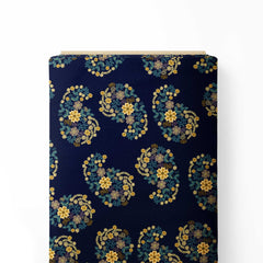 navy paisley Print Fabric