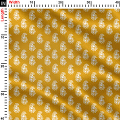 White paisley on Mustard Print Fabric