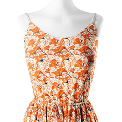 Orange Floral Print Fabric