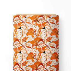 Orange Floral Print Fabric