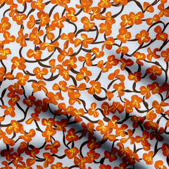 Orange Tiny Floral Print Fabric