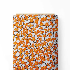 Orange Tiny Floral Print Fabric