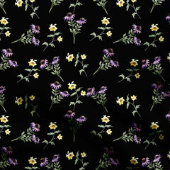 wild flowers on black Print Fabric