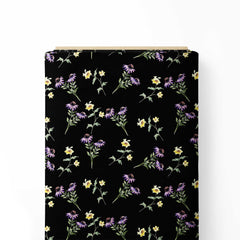 wild flowers on black Print Fabric