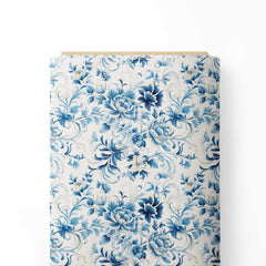 Classic Blue Floral Print Fabric