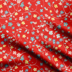 Red Blossom Print Fabric