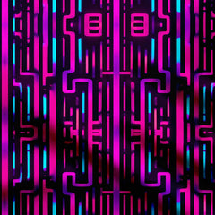 Neon Geometric 3 Print Fabric