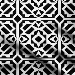 Black White Geometric Print Fabric