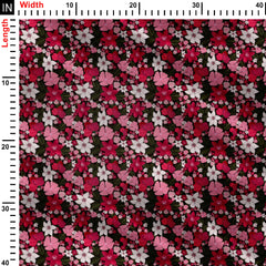 Red pink sequins pattern black Print Fabric