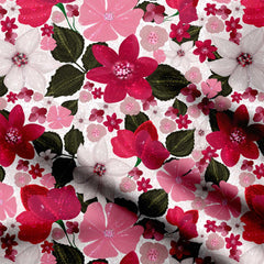 Red pink sequins pattern white Print Fabric