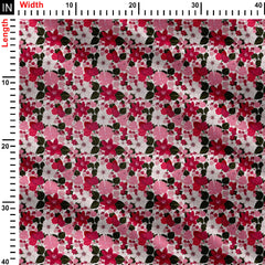 Red pink sequins pattern white Print Fabric