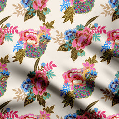 Peacock Blossom Print Fabric