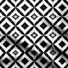 Black White Geometric 1 Print Fabric