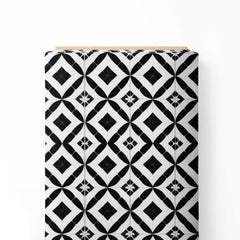 Black White Geometric 1 Print Fabric