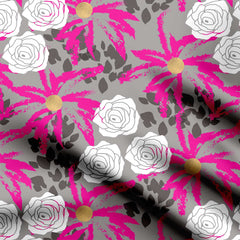 white roses Print Fabric