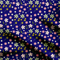 Navy Flowers Print Fabric