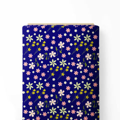 Navy Flowers Print Fabric