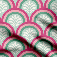 Palms and arches mint and pink Print Fabric