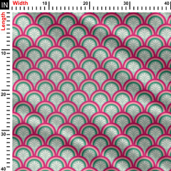 Palms and arches mint and pink Print Fabric