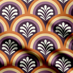 Palms and arches - orange and purple Print Fabric