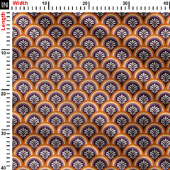 Palms and arches - orange and purple Print Fabric