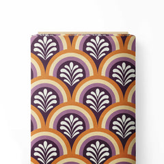 Palms and arches - orange and purple Print Fabric