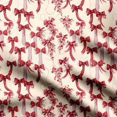 Valentines Bowknots Romantic Vector Gingham Print Fabric